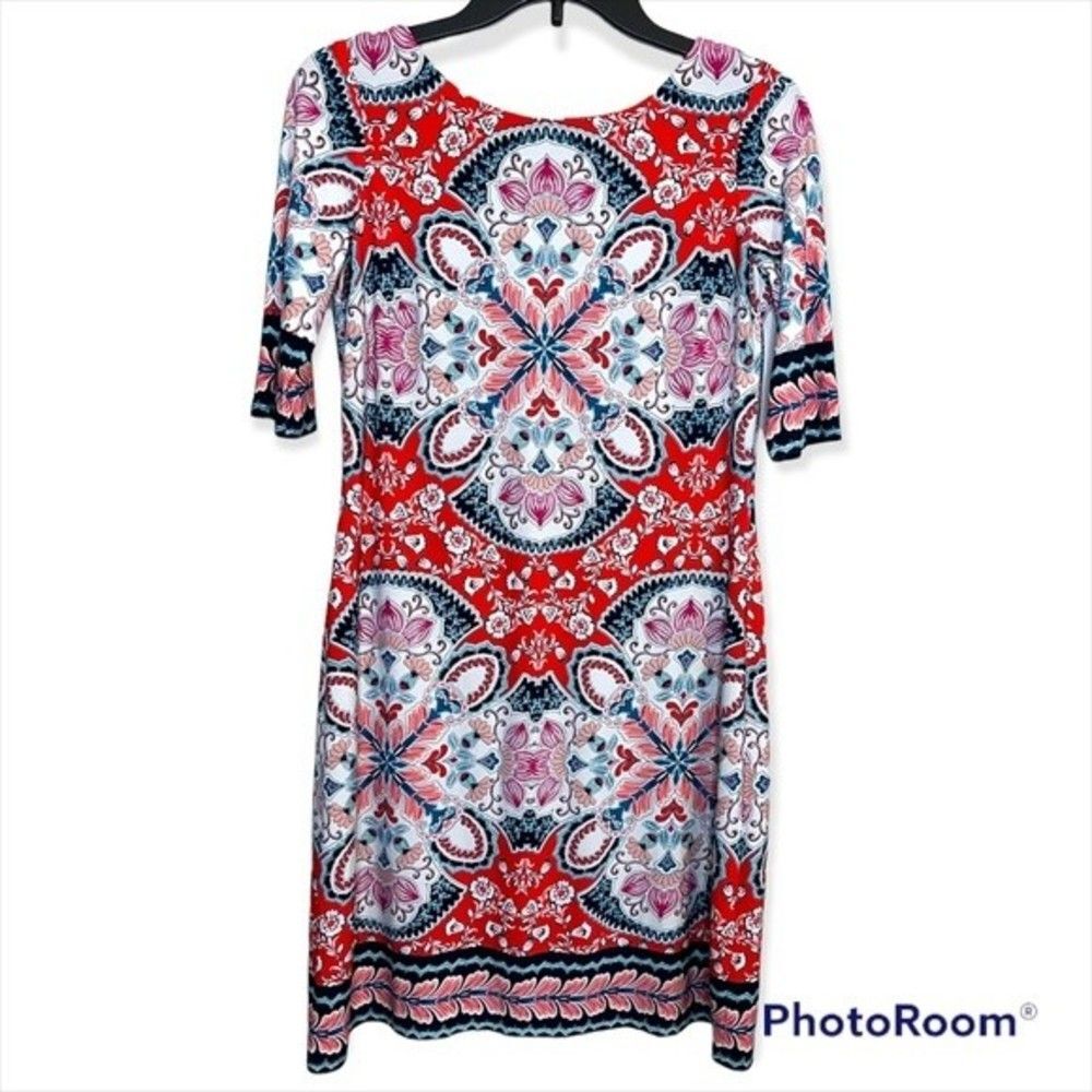 Laura Jeffries Red Floral Print Dress Size Small